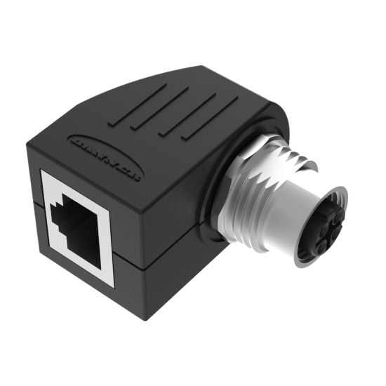 Banner’s M12 D-Code to RJ45 receptacle is designed to bring Ethernet to cabinets