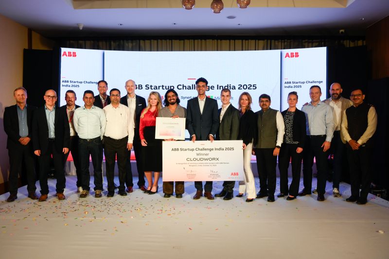 ABB Startup Challenge 2025 winners, Cloudworx, accepting their prize