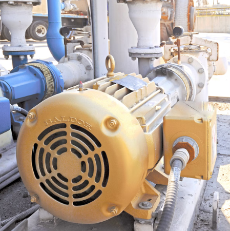 A severe-duty motor installed in a pumping application