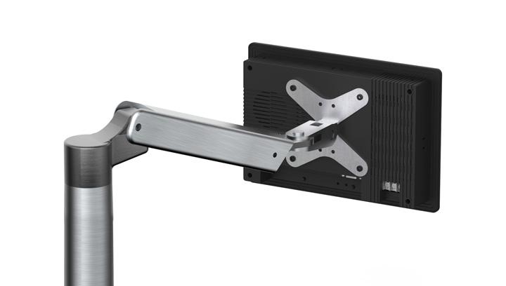 The APC panel PC can be mounted to a VESA arm (as shown above) or panel mounted.