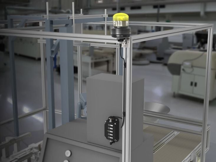 Using text and color, the K100 programmable display beacon can communicate to operators what parts need to be refilled at what cells forassembly