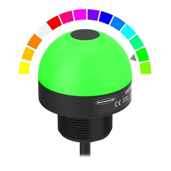The K50 indicators and buttons can be configured with a variety of colors to indicate machine and system status