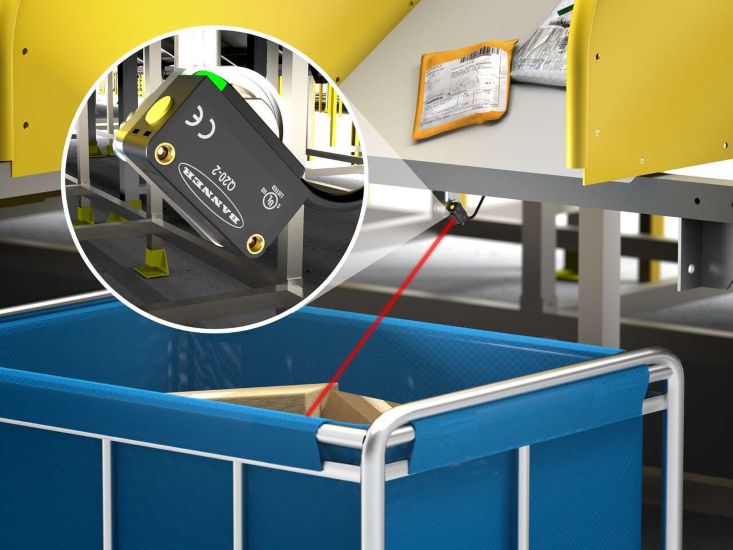 In this example, the Q20-2 can determine whether a package bin is getting full, even with uneven loading and varying sizes of packages