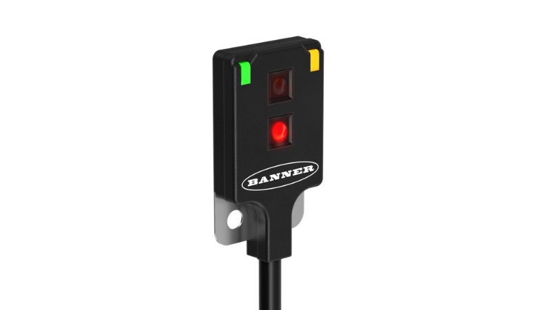 Banner’s Q2F Flat Pack photoelectric sensor features an ultra-compact design for space-constrained setups