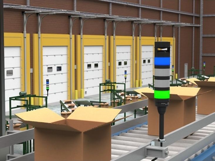 TL70 Pro tower lights being used to show the status of a conveyor application.