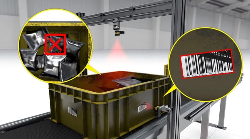 The SLX-280D can detect objects and read damaged barcodes for automated tote inspections