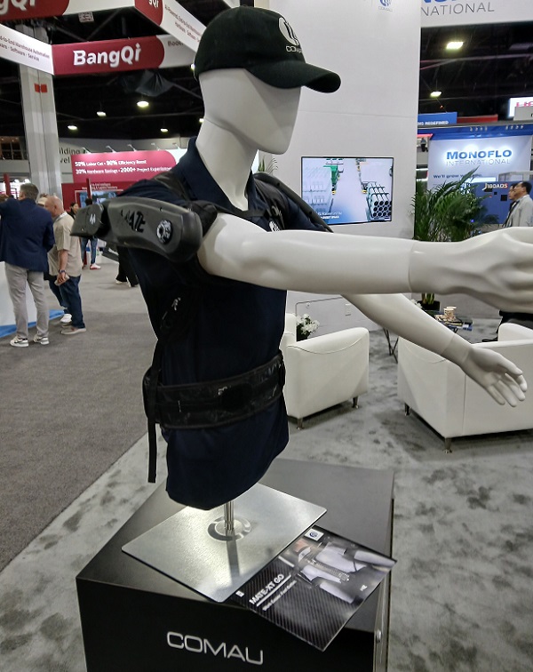 Comau’s exoskeleton provides an augmentation for the human element of the workforce.