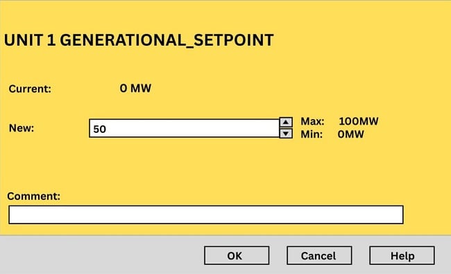  Figure 3. Example of a numeric set-point dialog box.