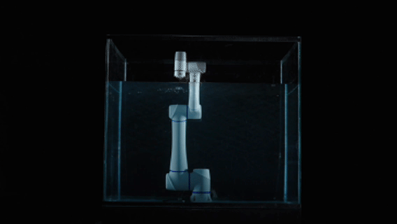The CRA-IP68 cobot showcasing its waterproof capabilities