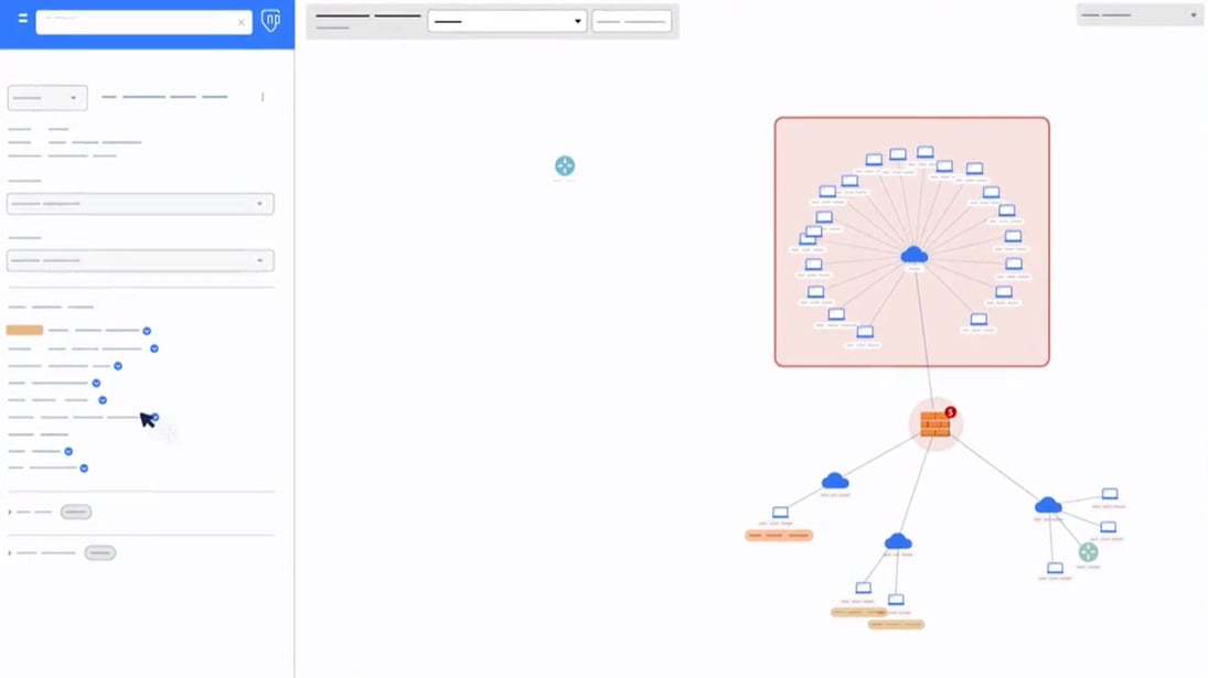 A screenshot from Network Perception’s NP-View showing theinterconnectivity of devices and systems.