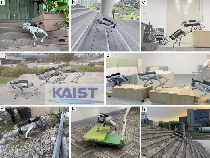 DreamWaQ++ was tested across a range of real-world scenarios, including stairs, uneven terrain, obstacles, and dynamic environments