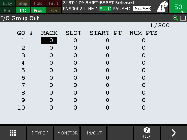 Configuring group I/O in a FANUC controller