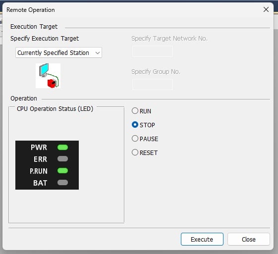 Figure 10. Resetting the PLC remotely.