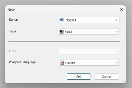 Figure 3. Starting a new project with the correct CPU.