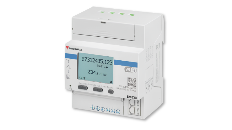 The EM630 energy analyzer for single-, two-, and three-phase systems.