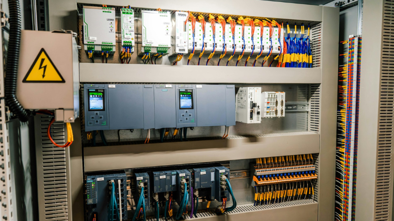 An industrial electrical cabinet with a control system, likely used
for industrial automation, that could utilize a power monitor.
