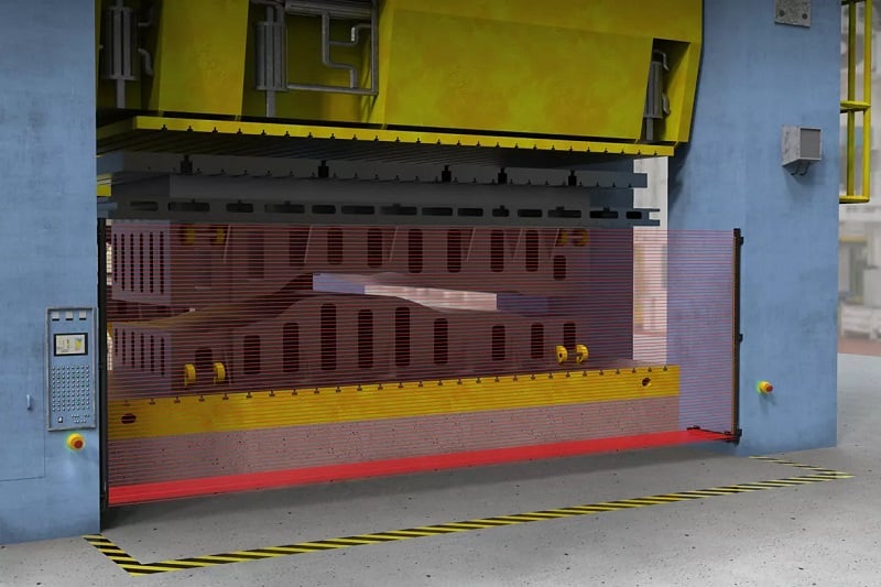  Figure 2. This light curtain protects operators from a press brake; this would require a type 4 curtain.
