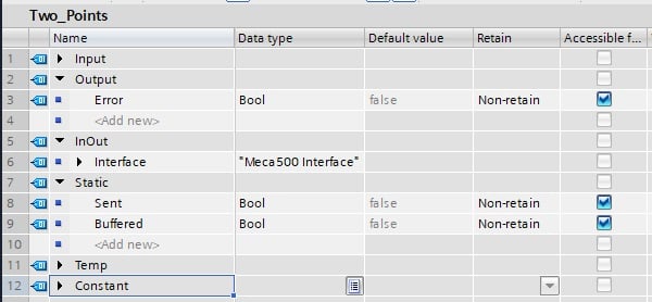 Figure 12. Function block variable list.