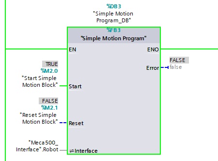 Figure 9. Default motion program function block.