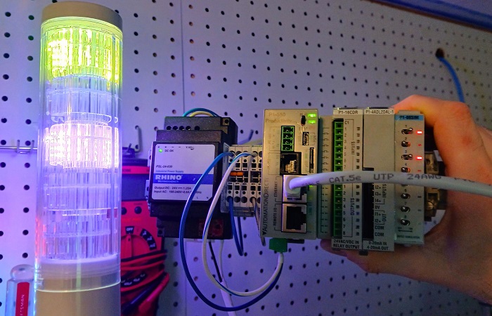 Figure 1. PLC with a Modbus stack light.