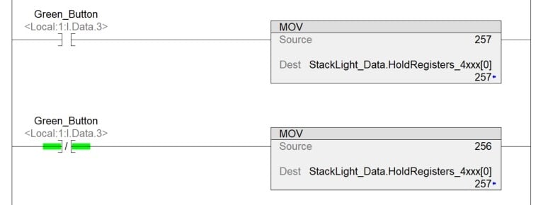 Figure 7. MOV commands to add data to the tags.