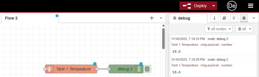Figure 5. Reading the temperature from the sensor into the Raspberry Pi.