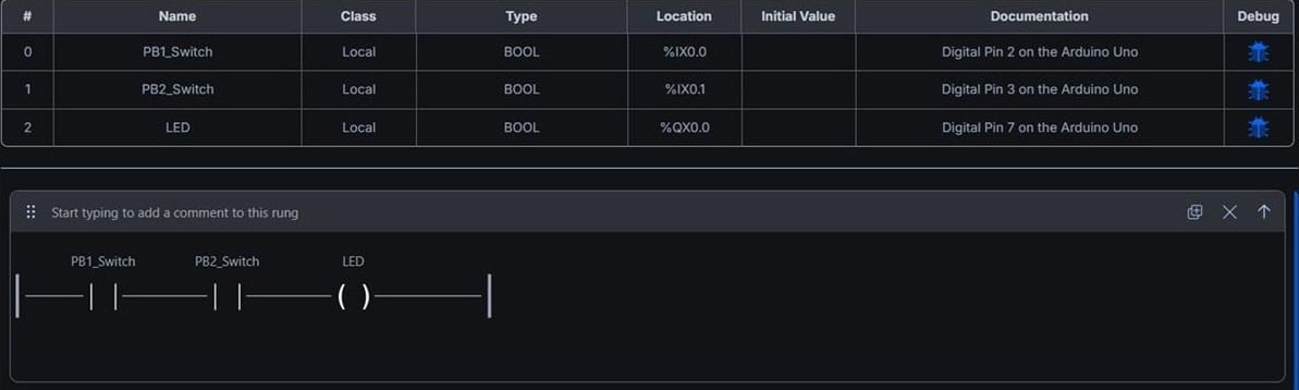  Figure 4. AND logic LD and tag listing.