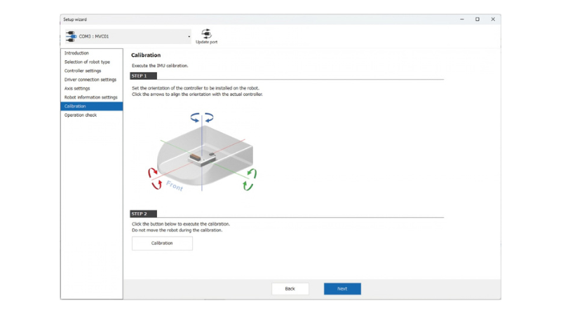 With MVC Studio, users can set up the MVC01 via a wizard menu