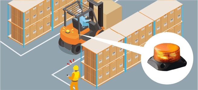 The GF7 rotation beacon can be used as a safety indicator in warehouses