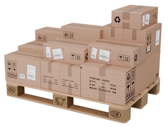 Example of a pallet loaded with mixed products