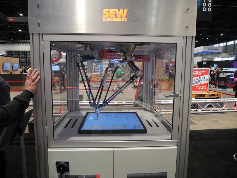 A delta pick-and-place robot from SEW-Eurodrive.