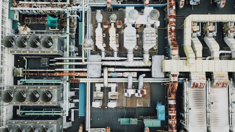 Figure 2. An overhead view of an industrial factory that likely has remote connectivity to equipment.