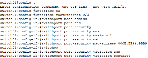 Figure 8. Binding MAC addresses to switch ports.