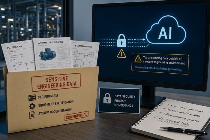  Figure 1. Consider the sensitivity of engineering data before sharing it with AI. All images used courtesy of the author and were generated with ChatGPT for this article about AI.