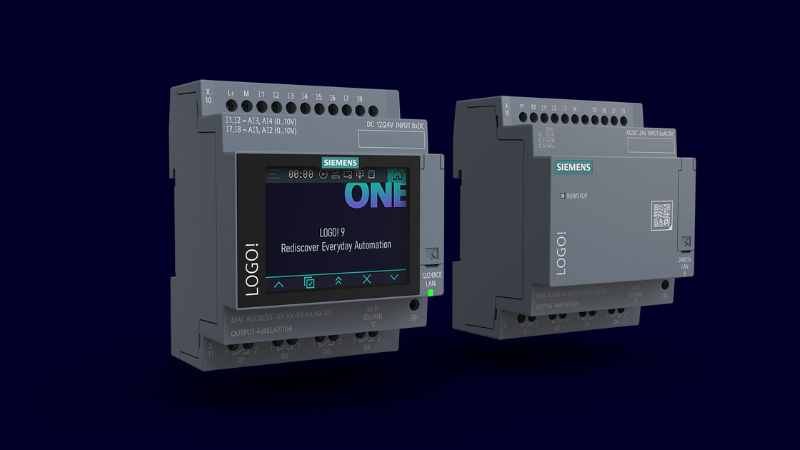The new LOGO! 9 base PLC module now features a touchscreen display with color