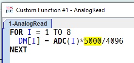 Custom function to read analog values