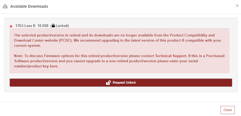 Screen capture of requesting a software unlock