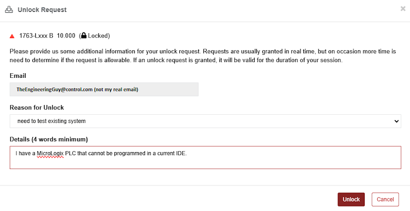 Screen capture ofjustifying your request for access to the software