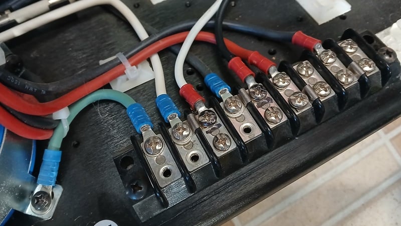 Figure 1. A set of wiring terminals on an open chassis power supply.