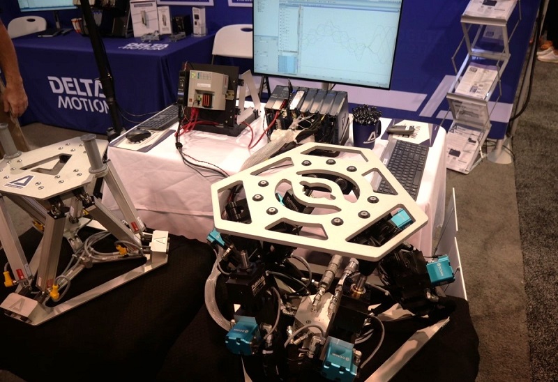 A shot from the Delta Motion exhibit and their motion control devices.